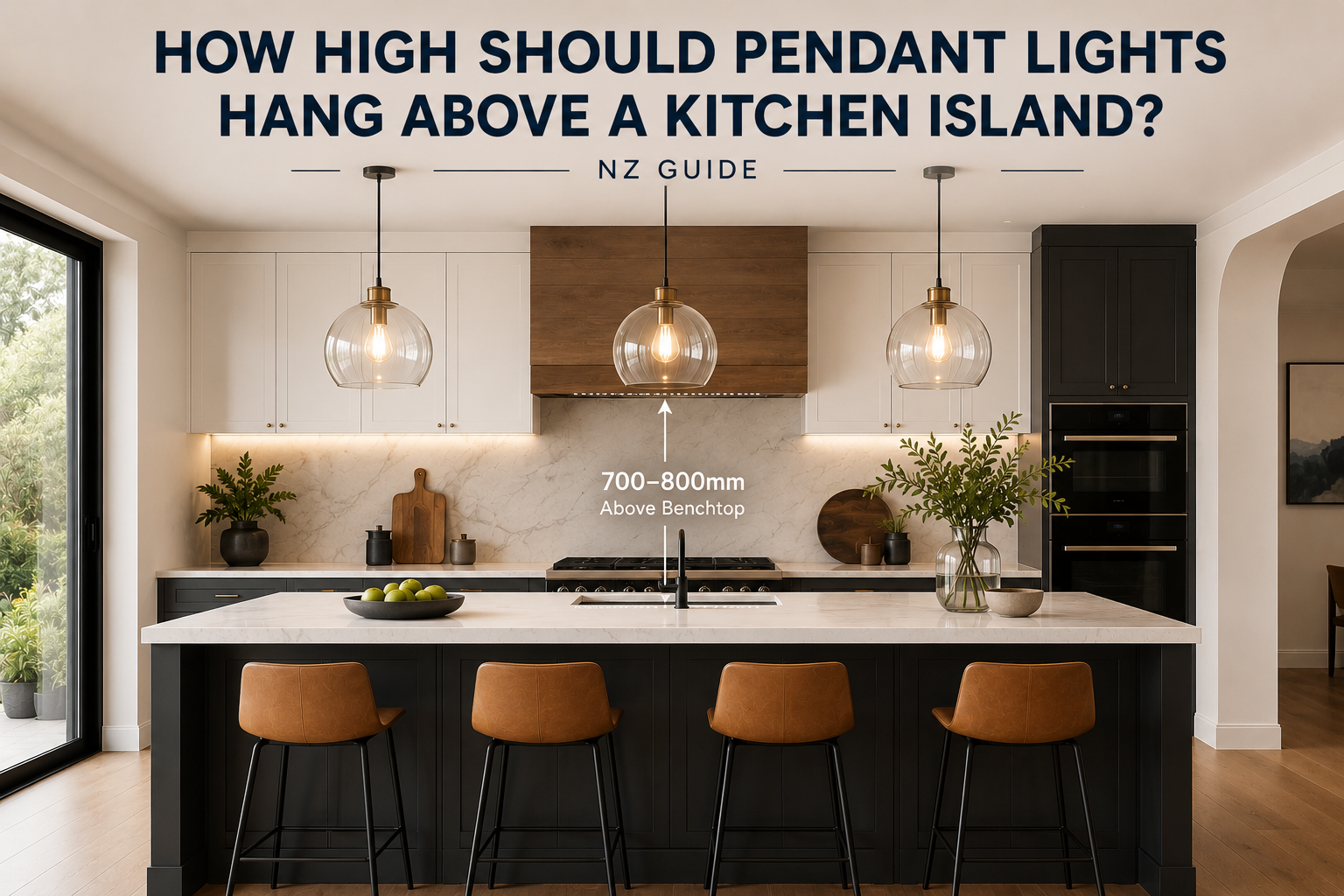 •	Adjustable pendant light suspension for kitchen island