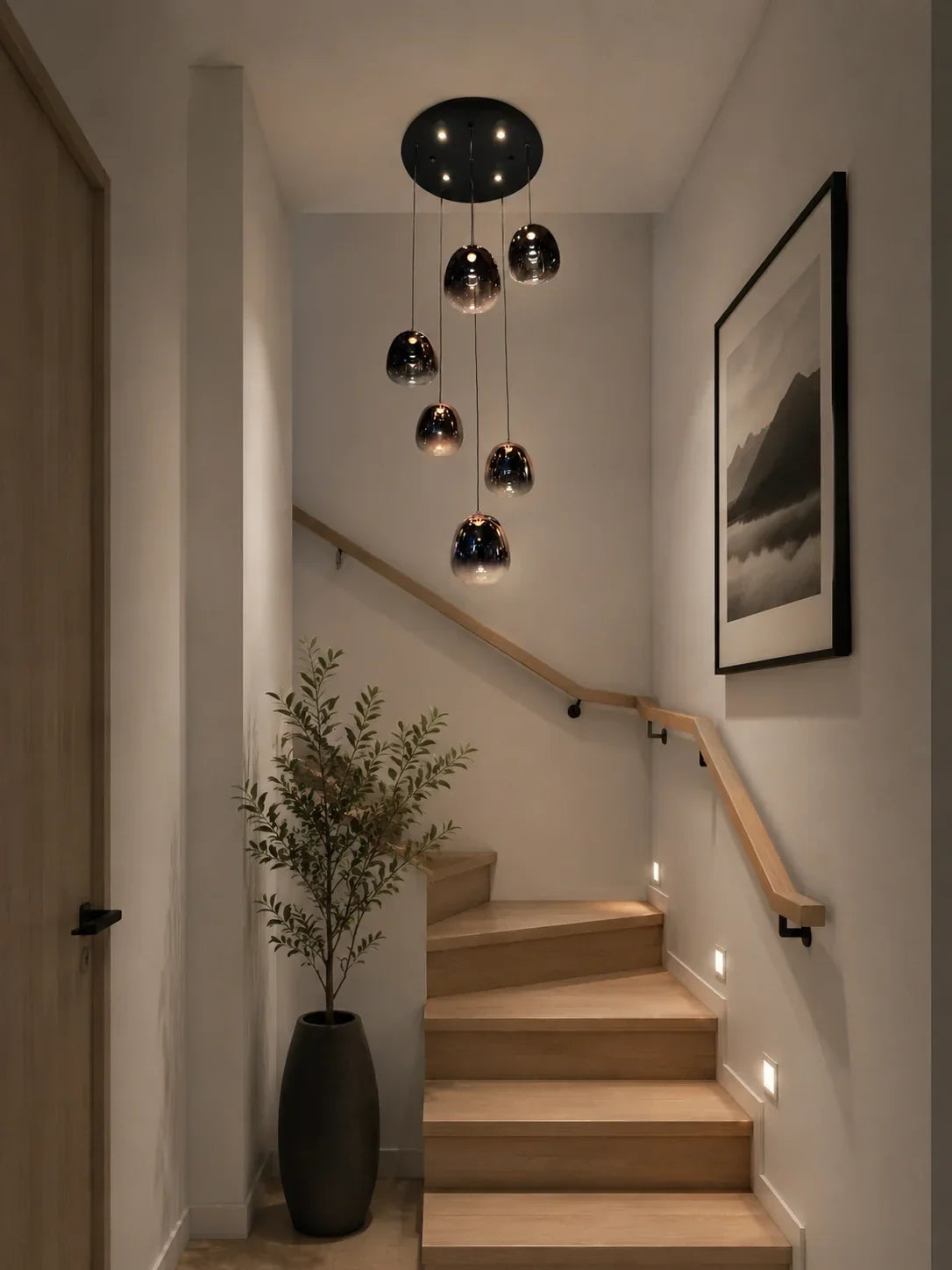 staircase chandelier size