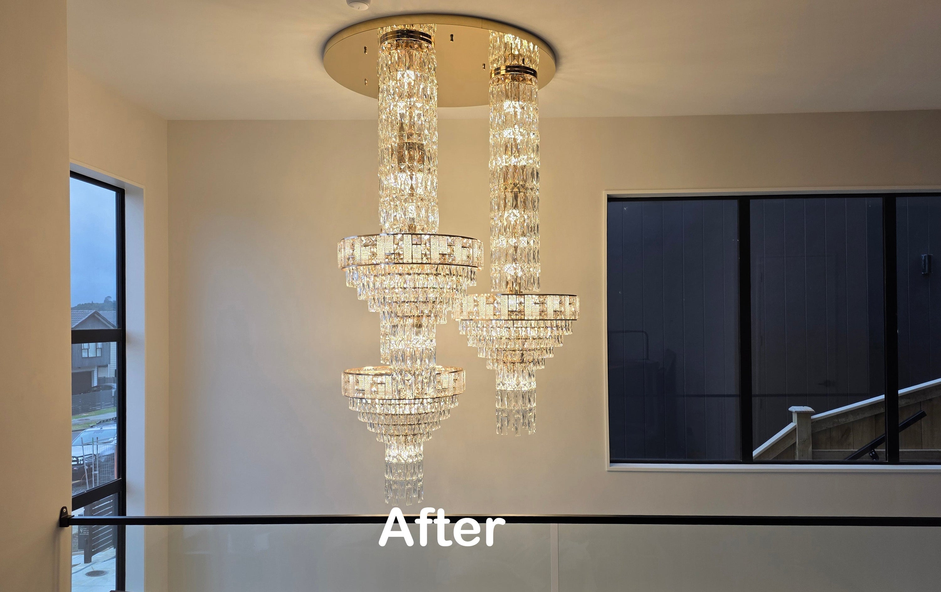 Crystal Chandelier in Flat Bush Auckland – A Custom Lighting Choice for a Modern New Build