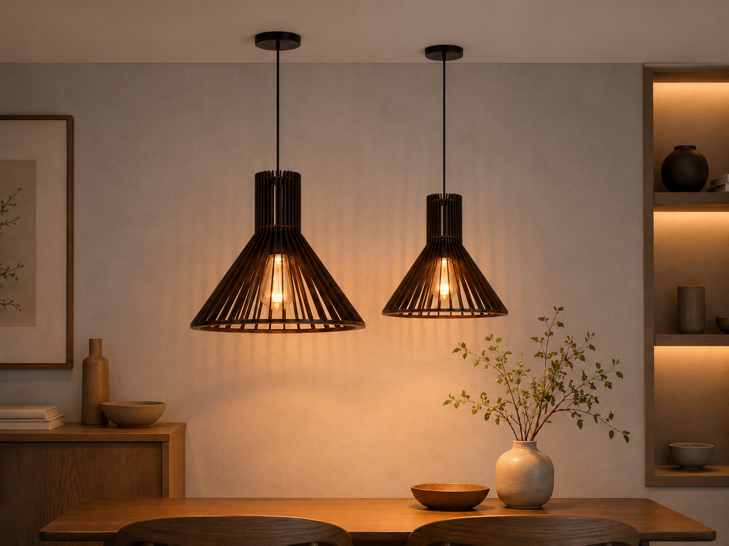 wooden pendant light for dining table