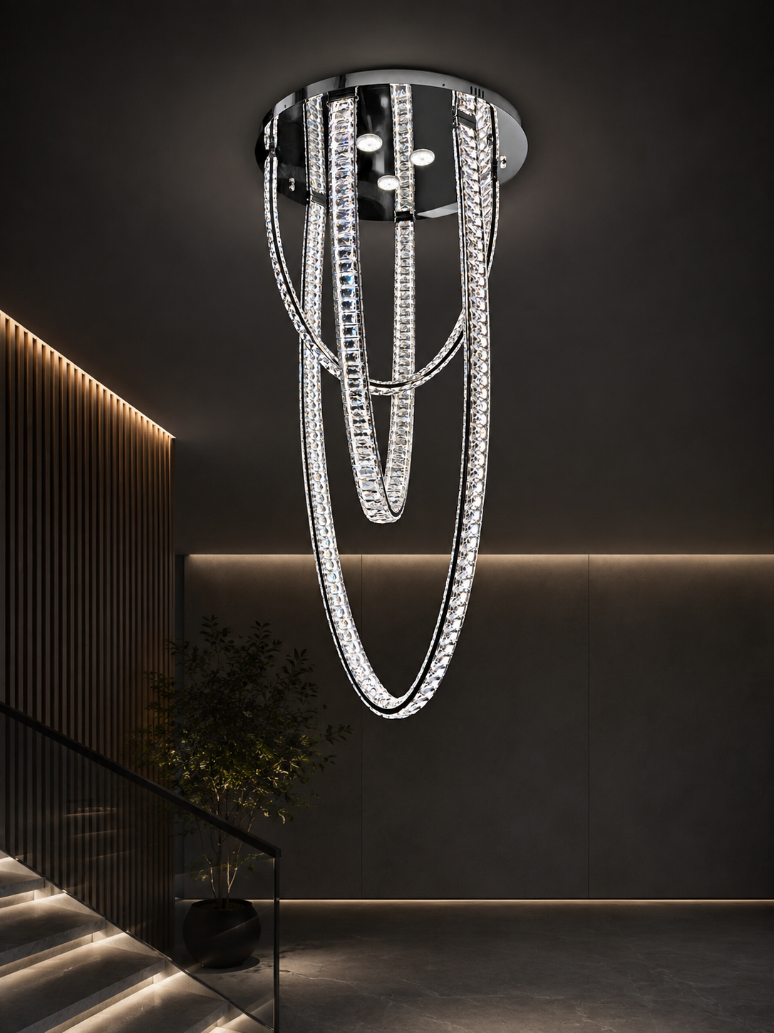 Modern Waterfall Crystal LED Chandelier 600mm 19059-600
