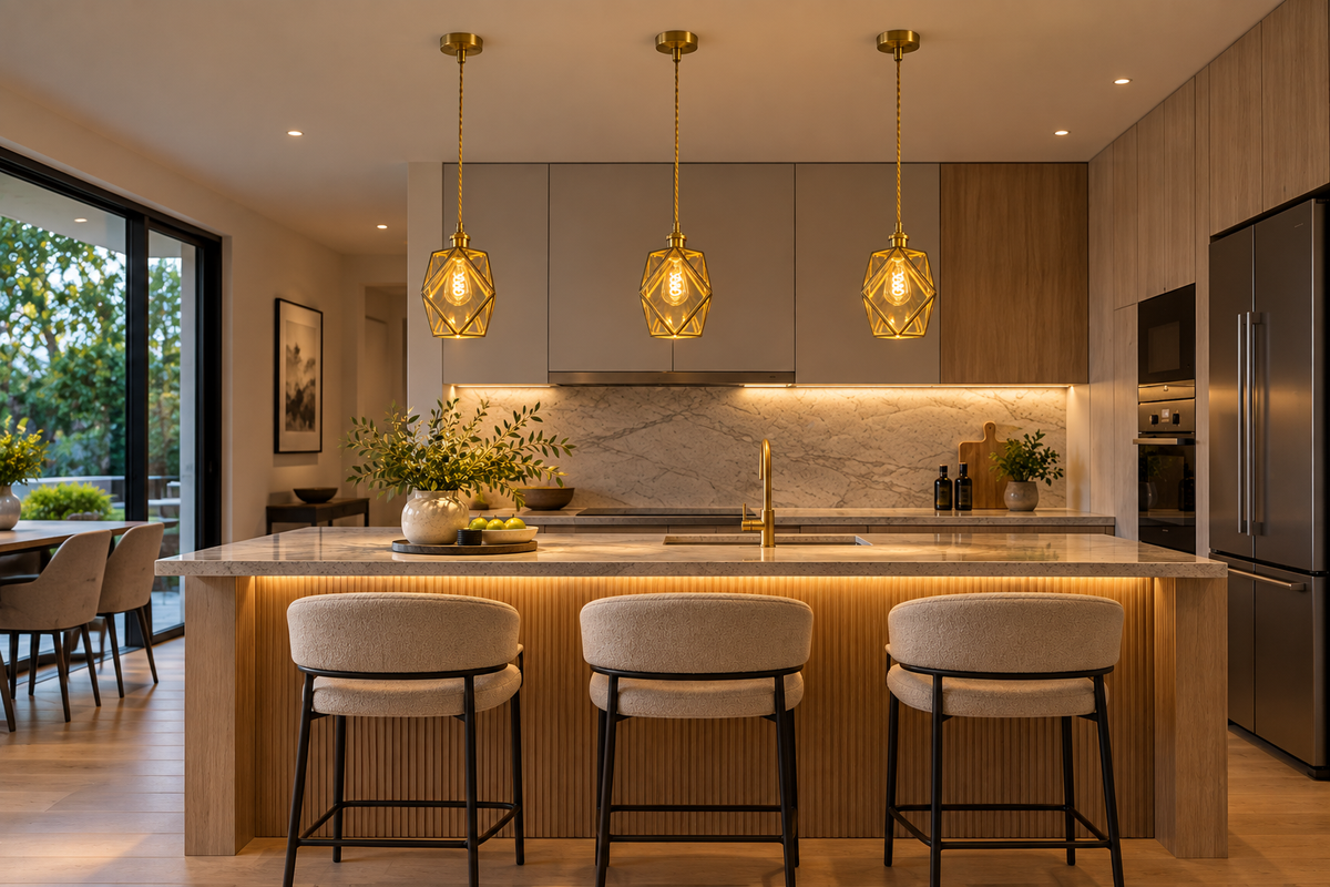 Gold Geometric Clear Glass Cage Pendant Light 3209