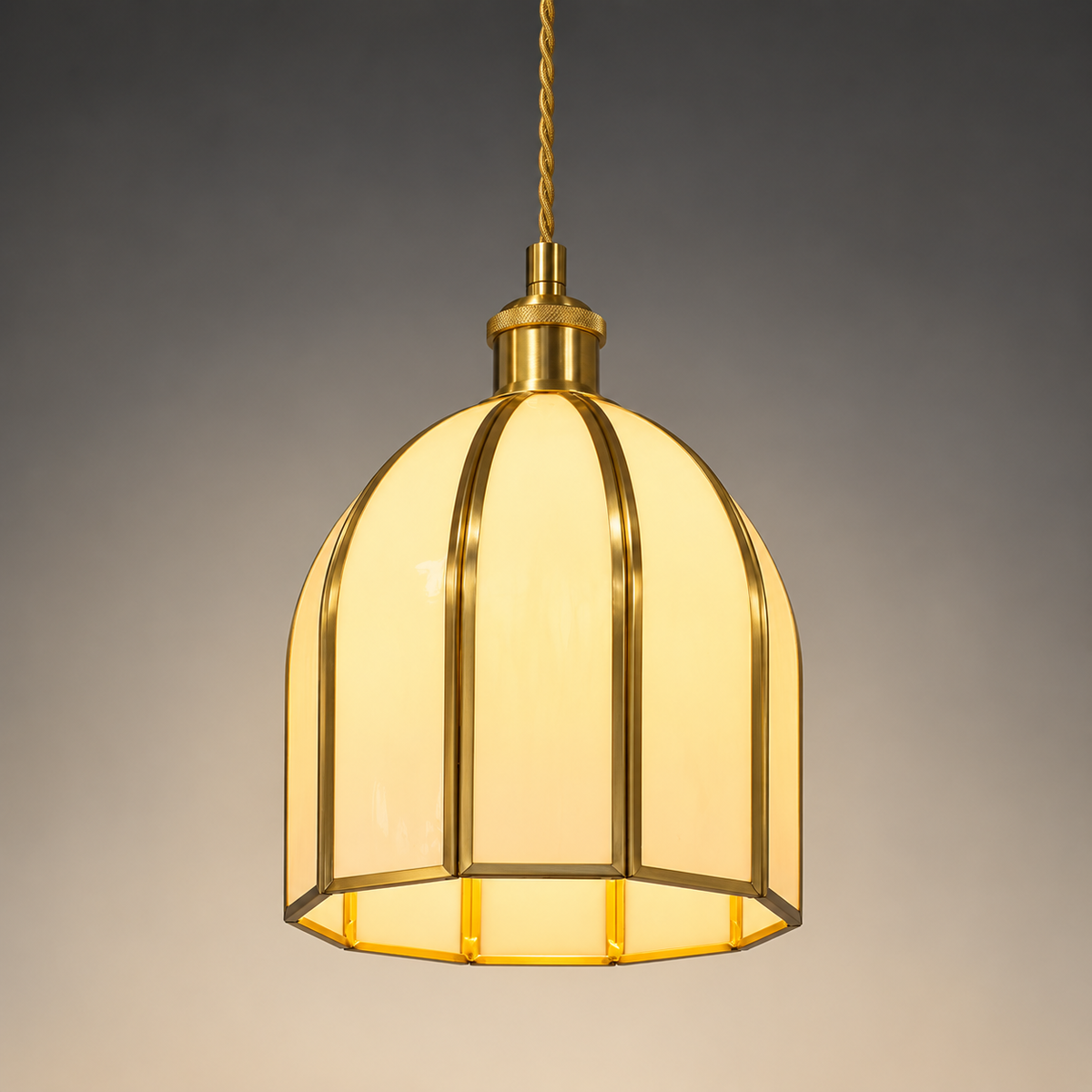 Gold Opal Glass Dome Pendant Light 3212