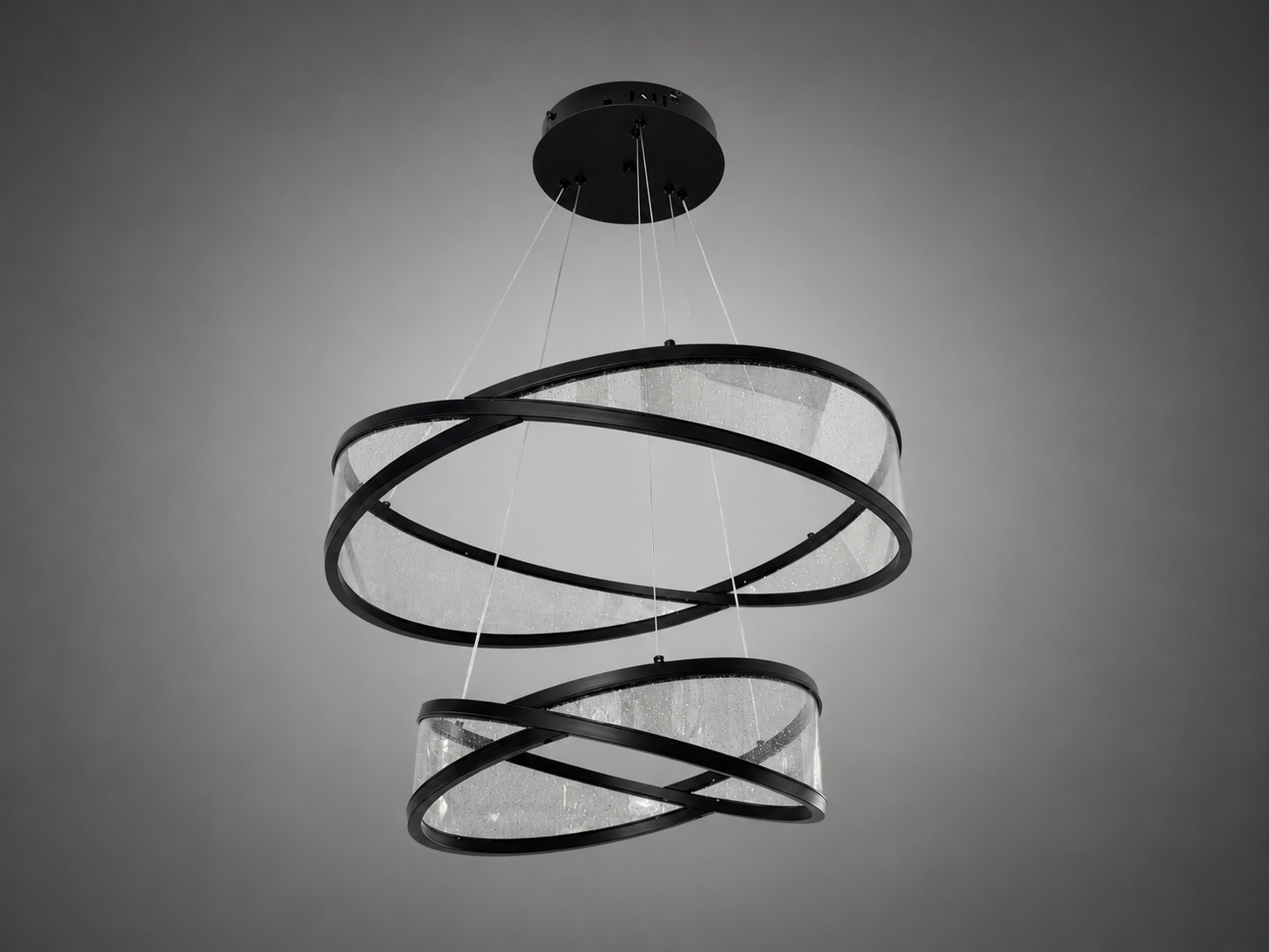 Modern Black Double Ring LED Pendant Light 62022