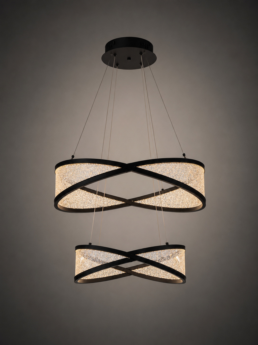 Modern Black Double Ring LED Pendant Light 62022