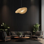 Modern living room with a nature wooden pendant light nz houses