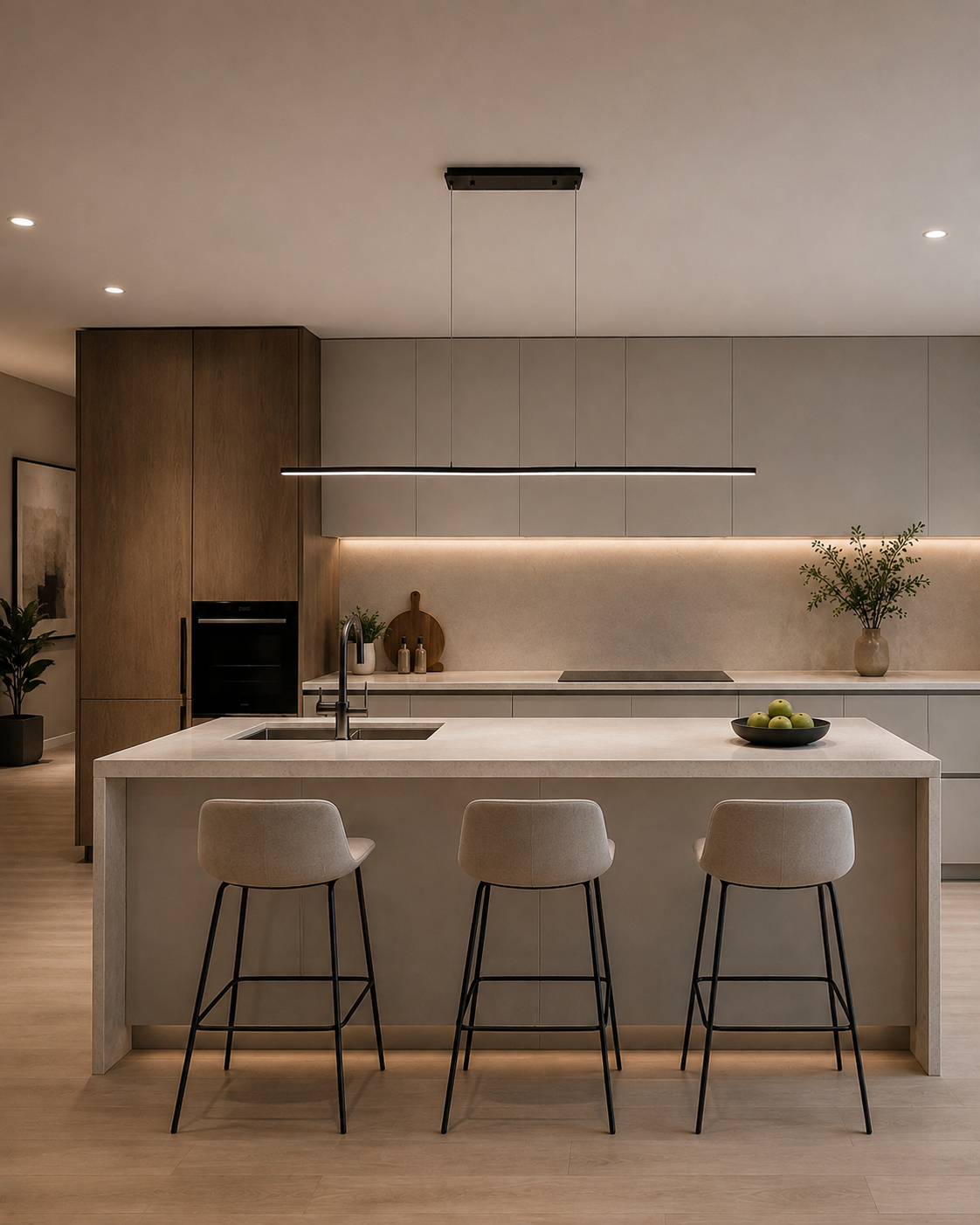 Linear LED Pendant light Color change Black 1361-1450mm