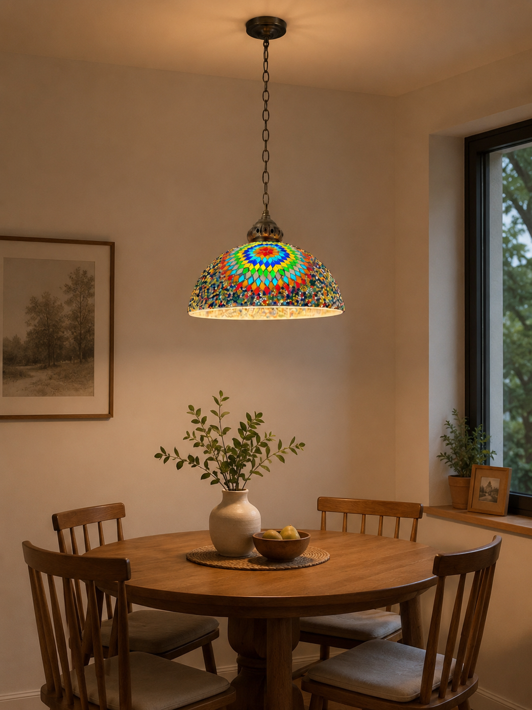 Handcrafted Tiffany Style Mosaic Pendant Light 9008