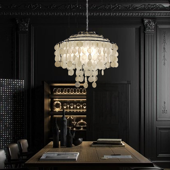 Chandelier hanging in a dimly lit room in Auckland