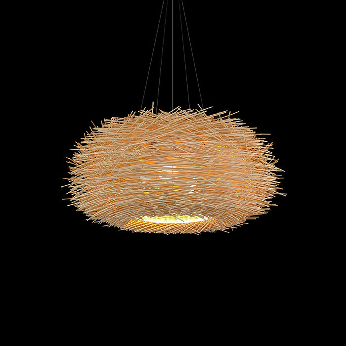 A natural bamboo lampshade with a nest-like design nz homes