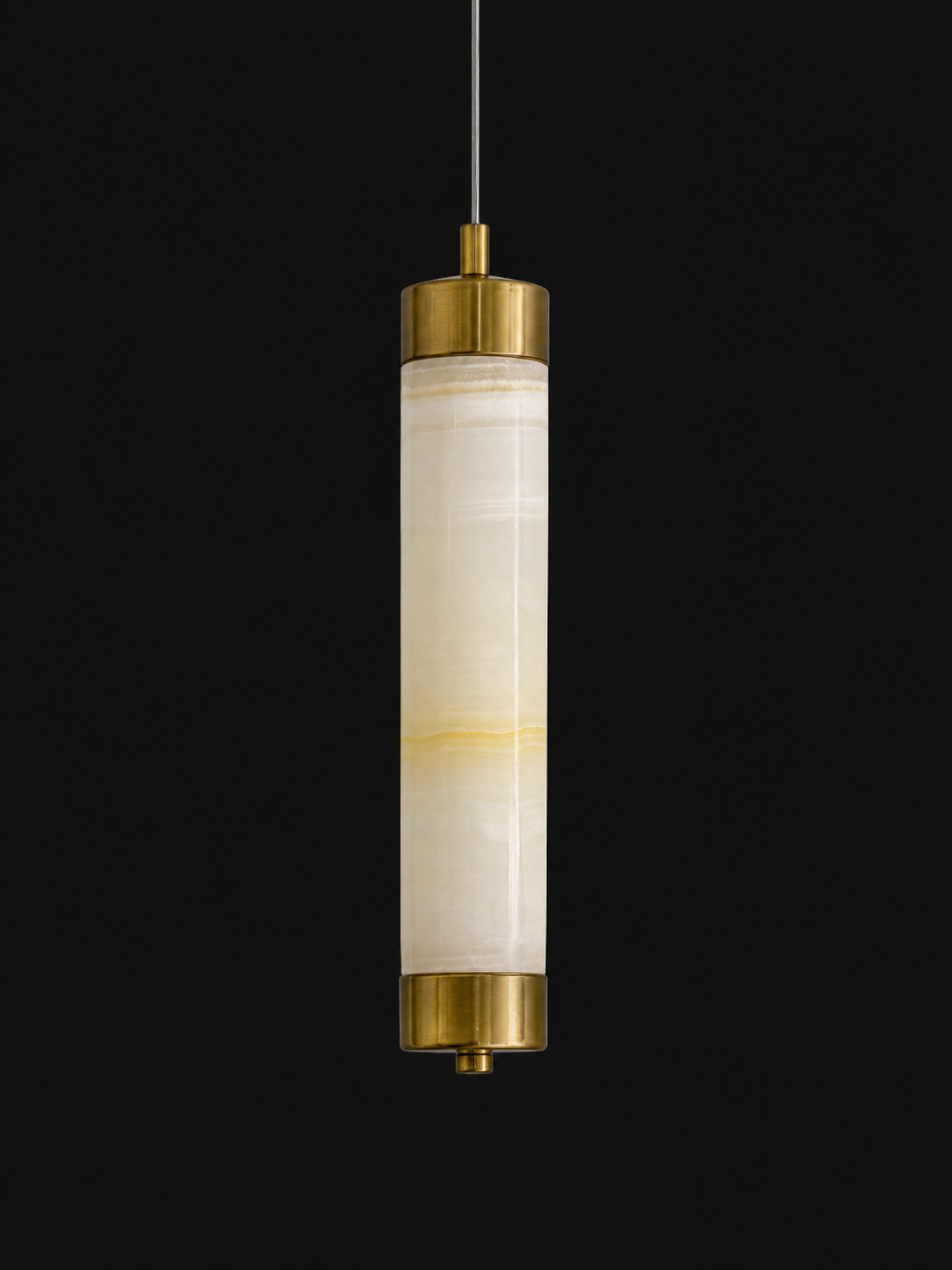 Pendant Light Brass Alabaster Cylinder 5377