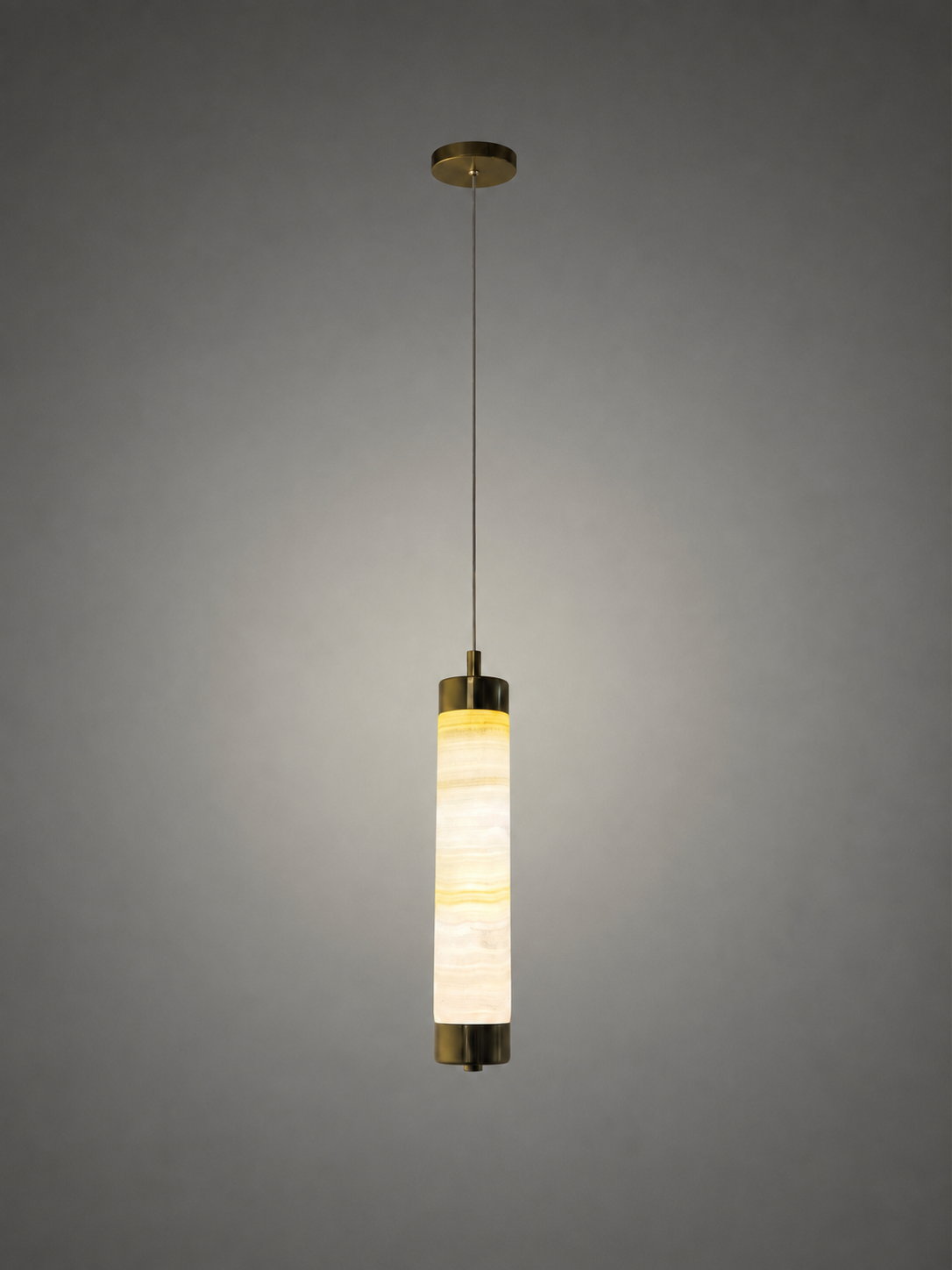 Pendant Light Brass Alabaster Cylinder 5377