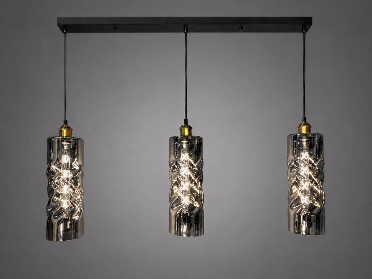 3-Light Amber Textured Glass Pendant Light 7280 SK