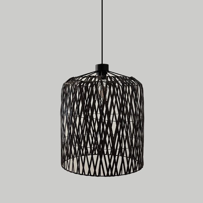 Black brown woven pendant light  for hospitality lighting New Zealand
