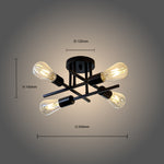Black ceiling light fixture with four exposed bulbs size nz