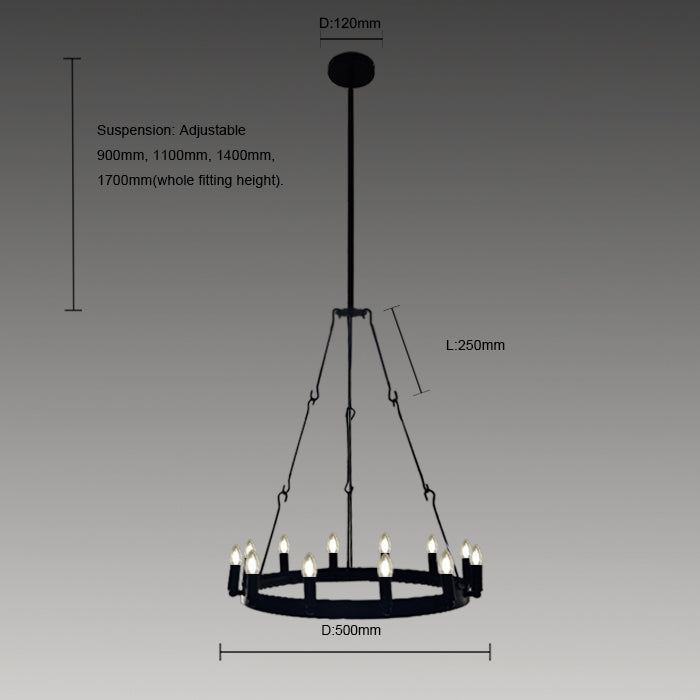 Black chandelier with dimensions NZ