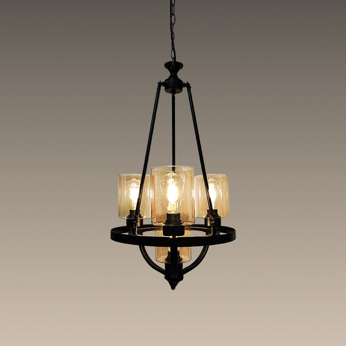 Black chandelier with glass for entryway NZ Edenlighting