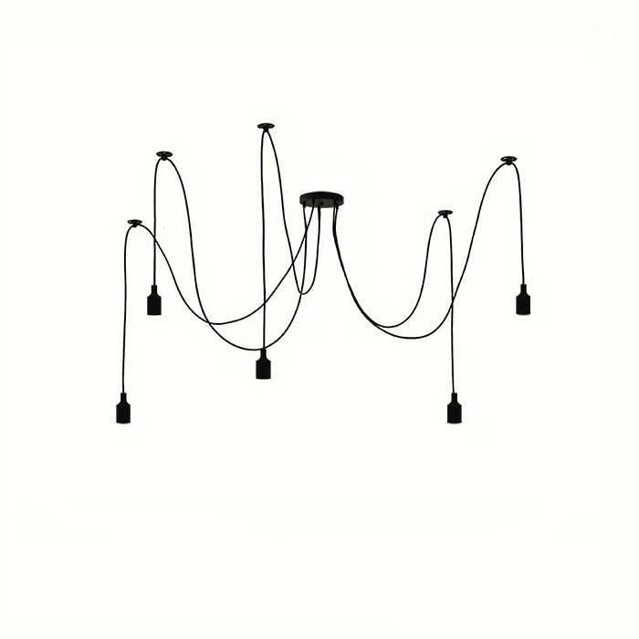 Black chandelier with multiple arms with light bulbs nz