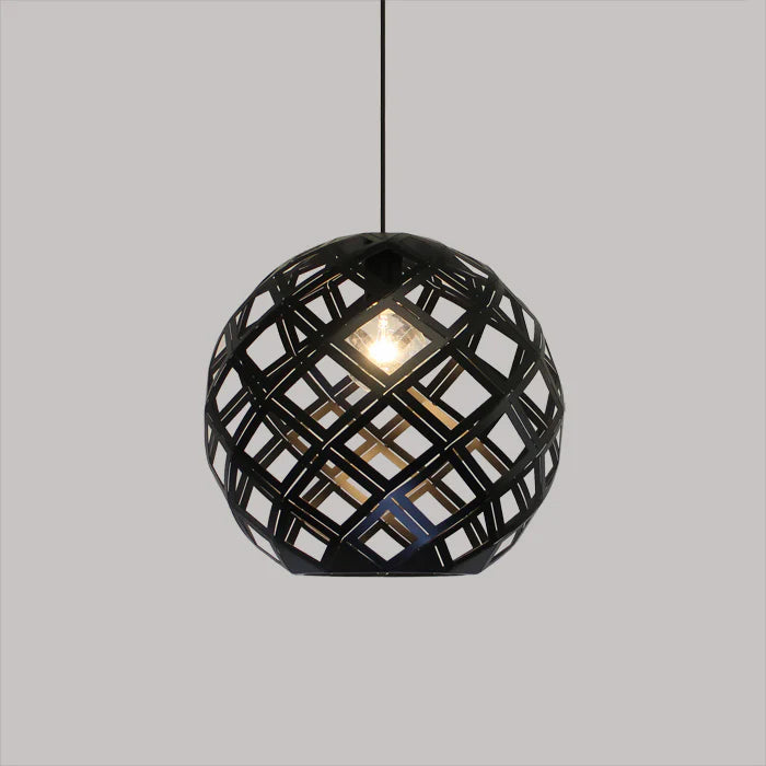 Black geometric pendant light above the table nz