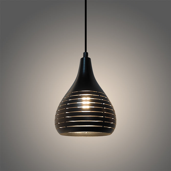 Black pendant light with a textured design NZ