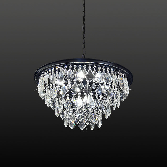 Black metal crystalpendant light fixture with cascading crystals nz