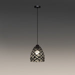 Black pendant light with woven design for Auckland living spaces