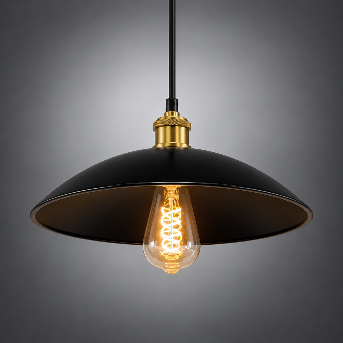 Black Wide Dome Metal Pendant Light TBC-300