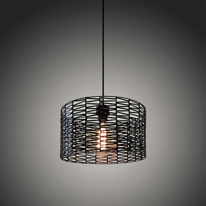 Black wire pendant light hanging above kitchen island nz