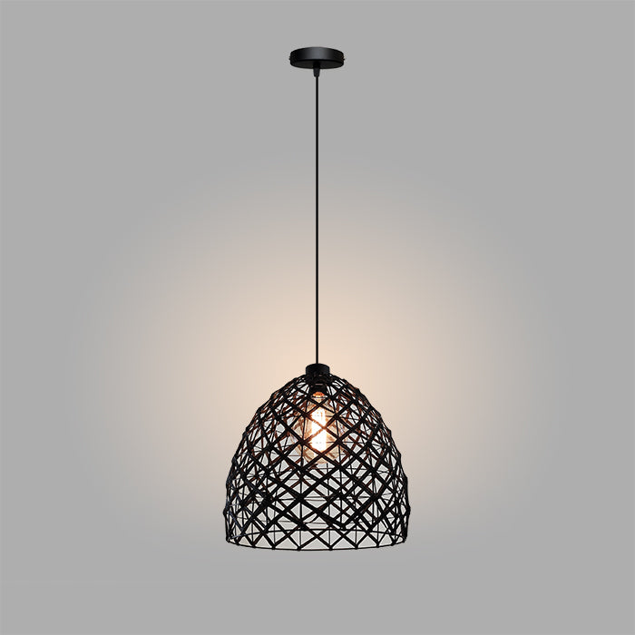Black woven pendant light for open plan living NZ