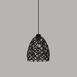Black woven pendant light for hospitality lighting New Zealand