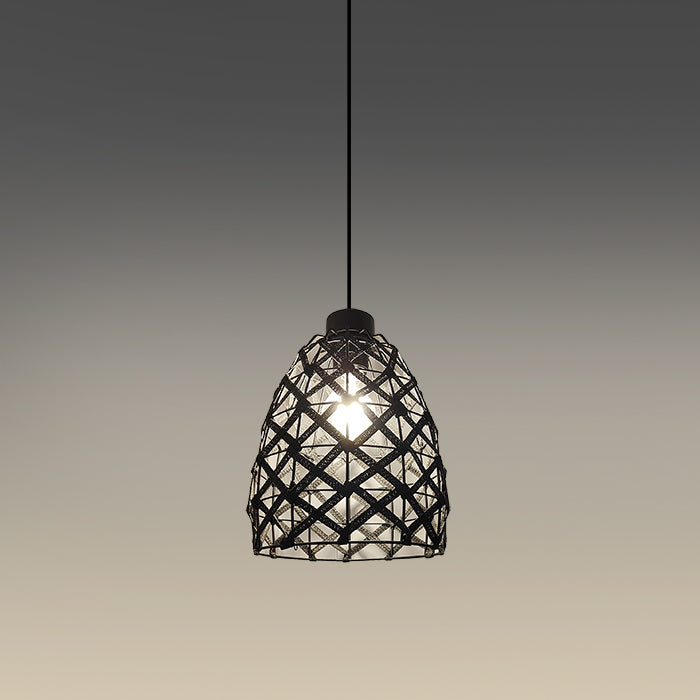 Black woven pendant light  for open plan living NZ
