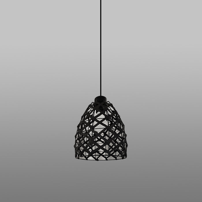 Black woven pendant light for modern New Zealand interiors