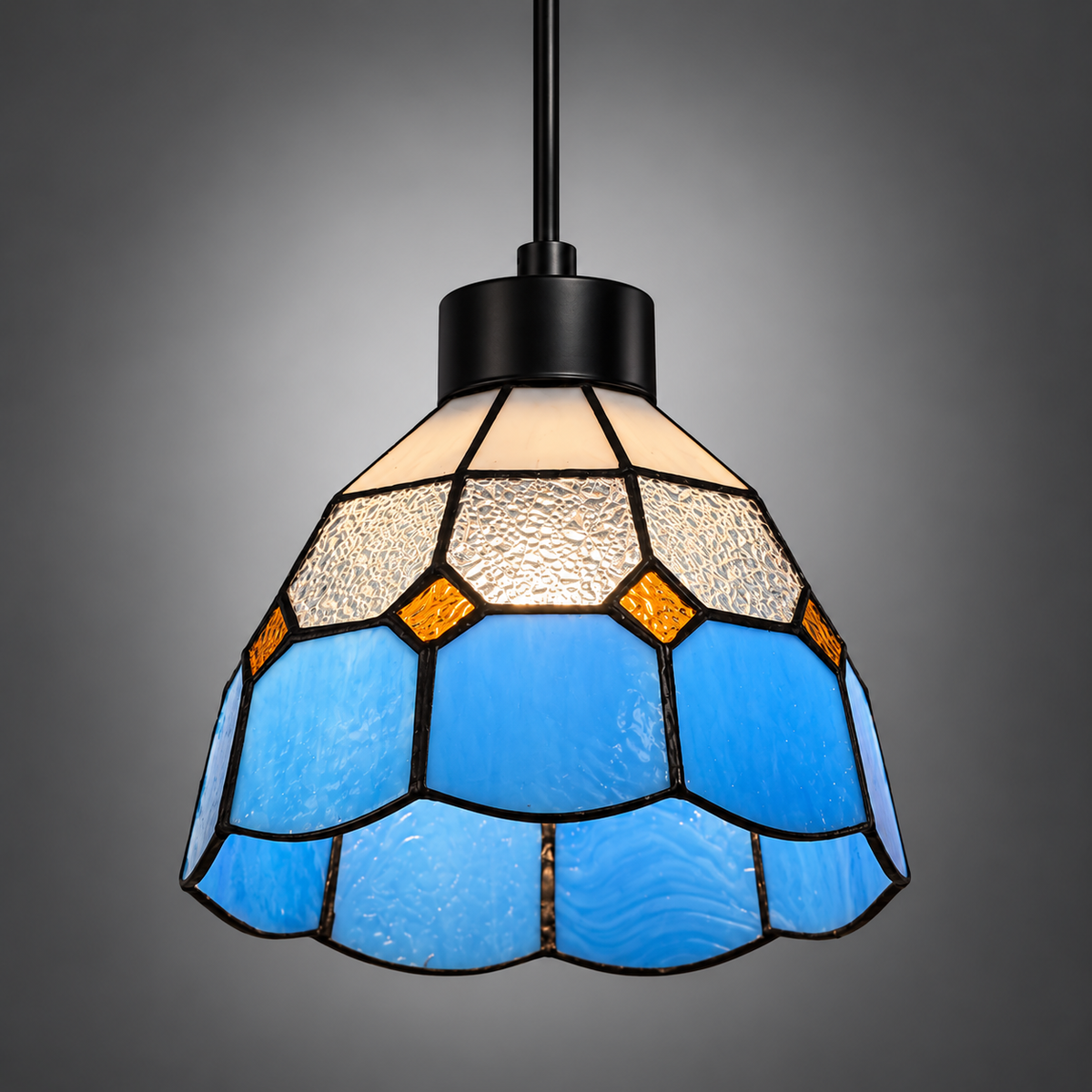 Blue Tiffany Style Stained Glass Dome Pendant Light 3219