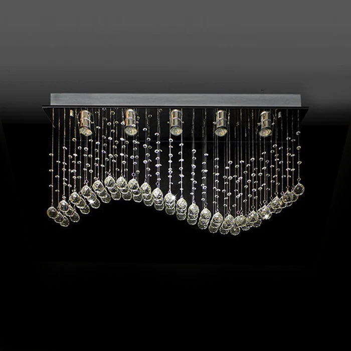 Chandelier with crystal beads on kitchen ceiling nz