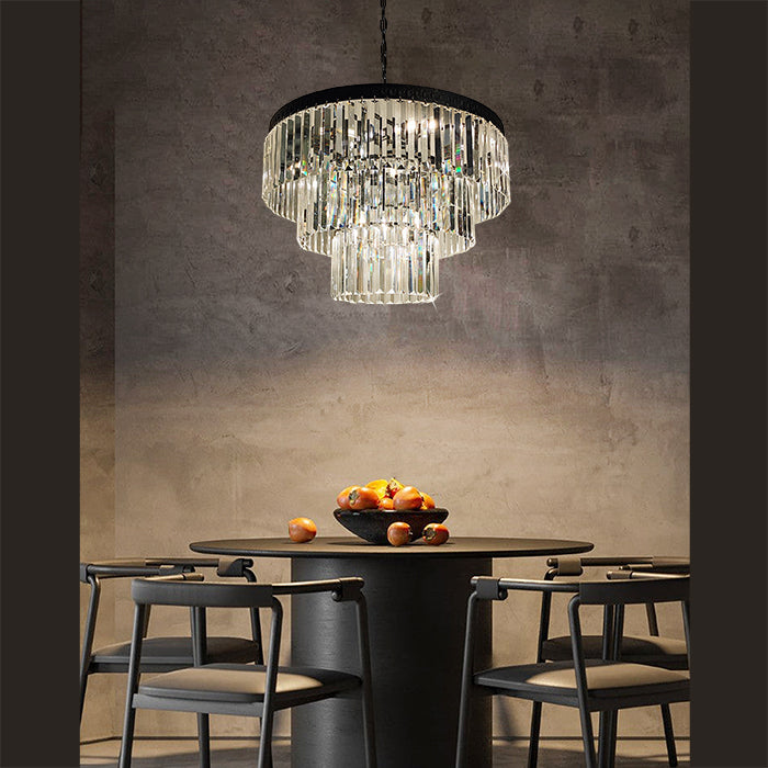 Chandelier hanging above a dining table  in a modern interior setting nz