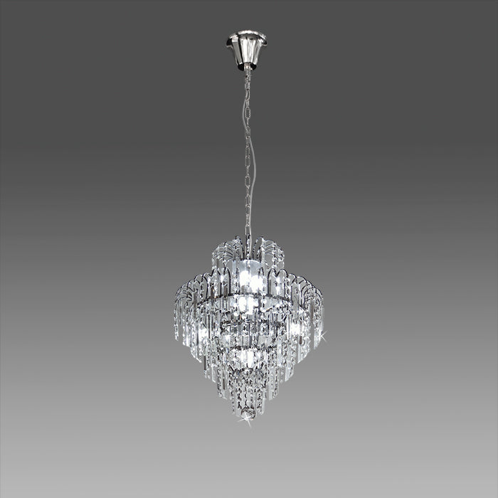 Chandelier with crystal accents above the nz homes table