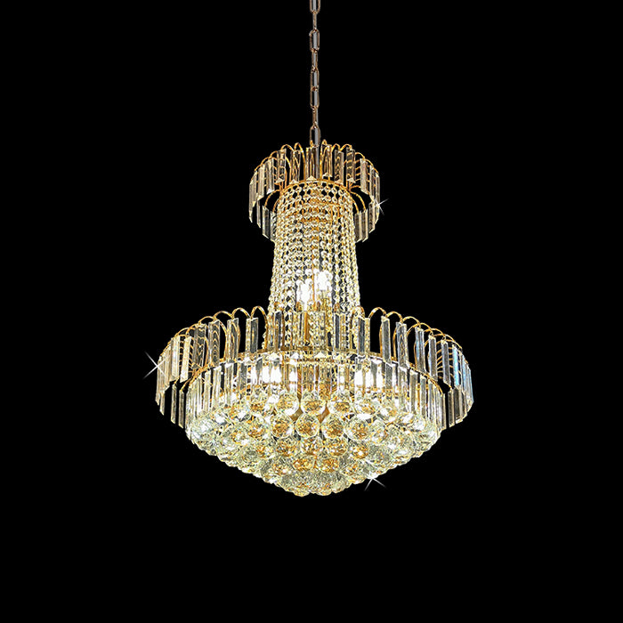 Chandelier with crystal details hanging in the entry area west auckland