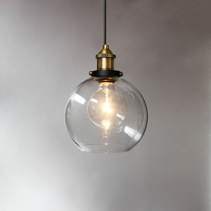 Clear glass pendant light with gold and black fixture nz