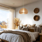 Cozy bedroom with decorative wooden pendant light nz