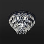 Crystal chandelier with black frame in the auckland shownroom edenlighting