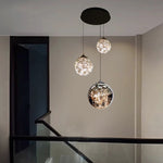 Crystal spherical pendant lights for stairwell in house Auckland