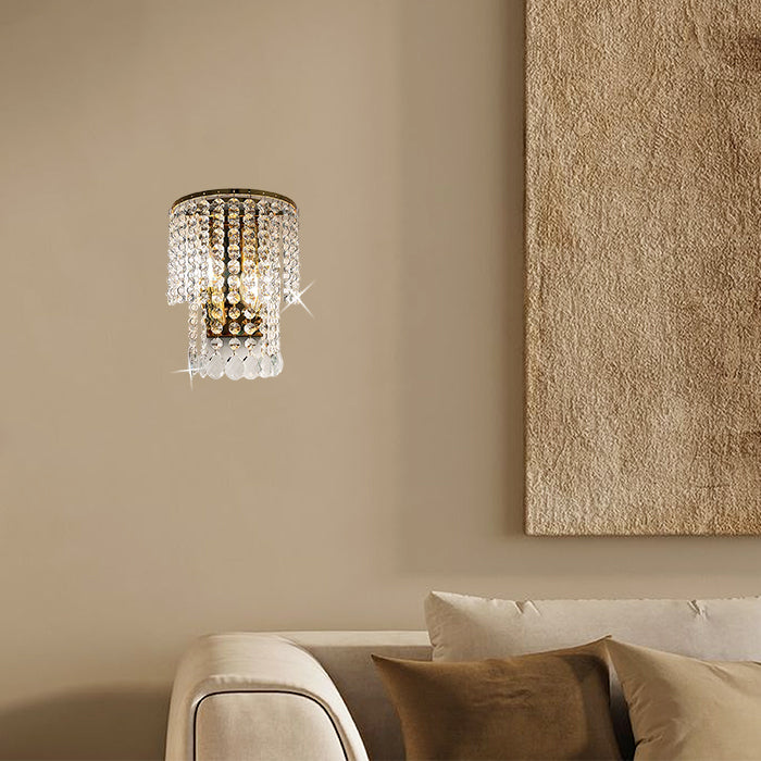 Crystal wall light fixture in a room with beige wall nz