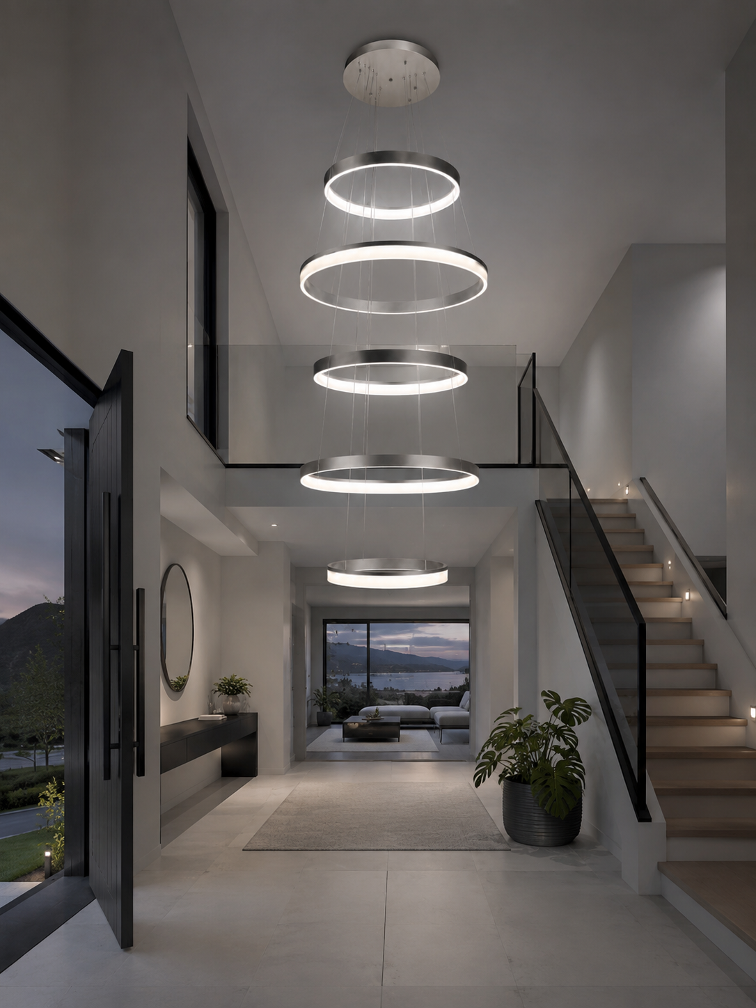 luxury staircase chandelier lighting