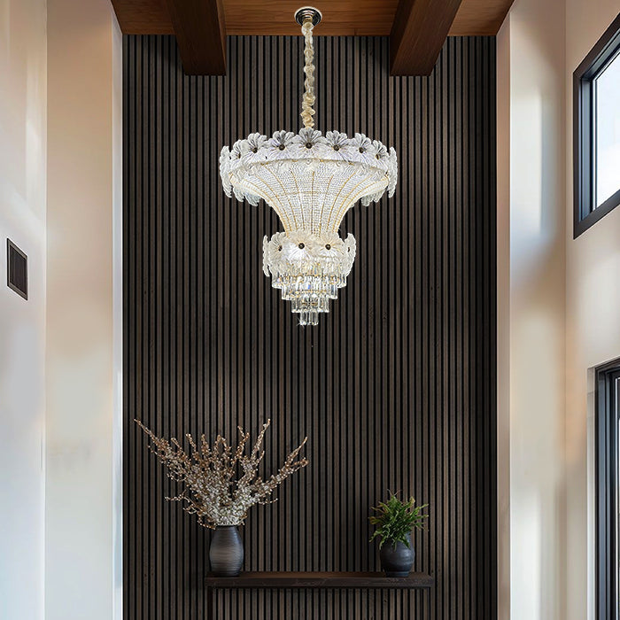 Decorative crystal Chandelier hanging in a hallway west auckland
