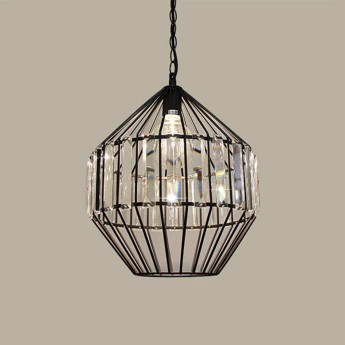 Decorative pendant light with black metal cage and clear glass nz