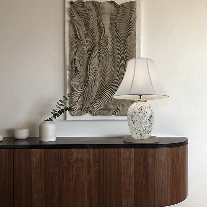 Decorative lamp on a wooden console table entry area nz