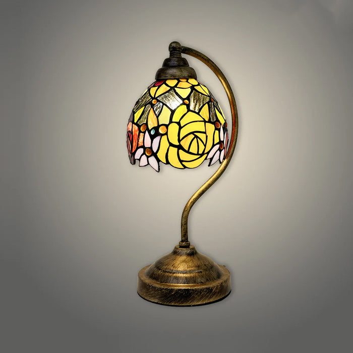 Decorative table lamp with stained glass shade on table nz