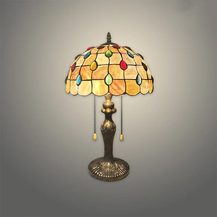 Decorative table lamp with stained glass shade on the table west auckland