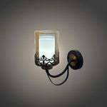 Decorative wall light with glass shade and black metal arm nz