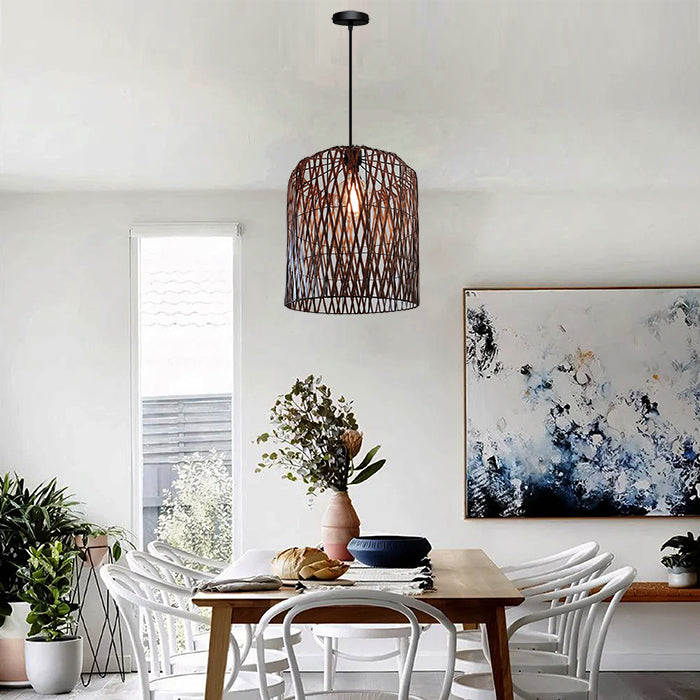 Dining room with  a modern wave pendant shade light nz house